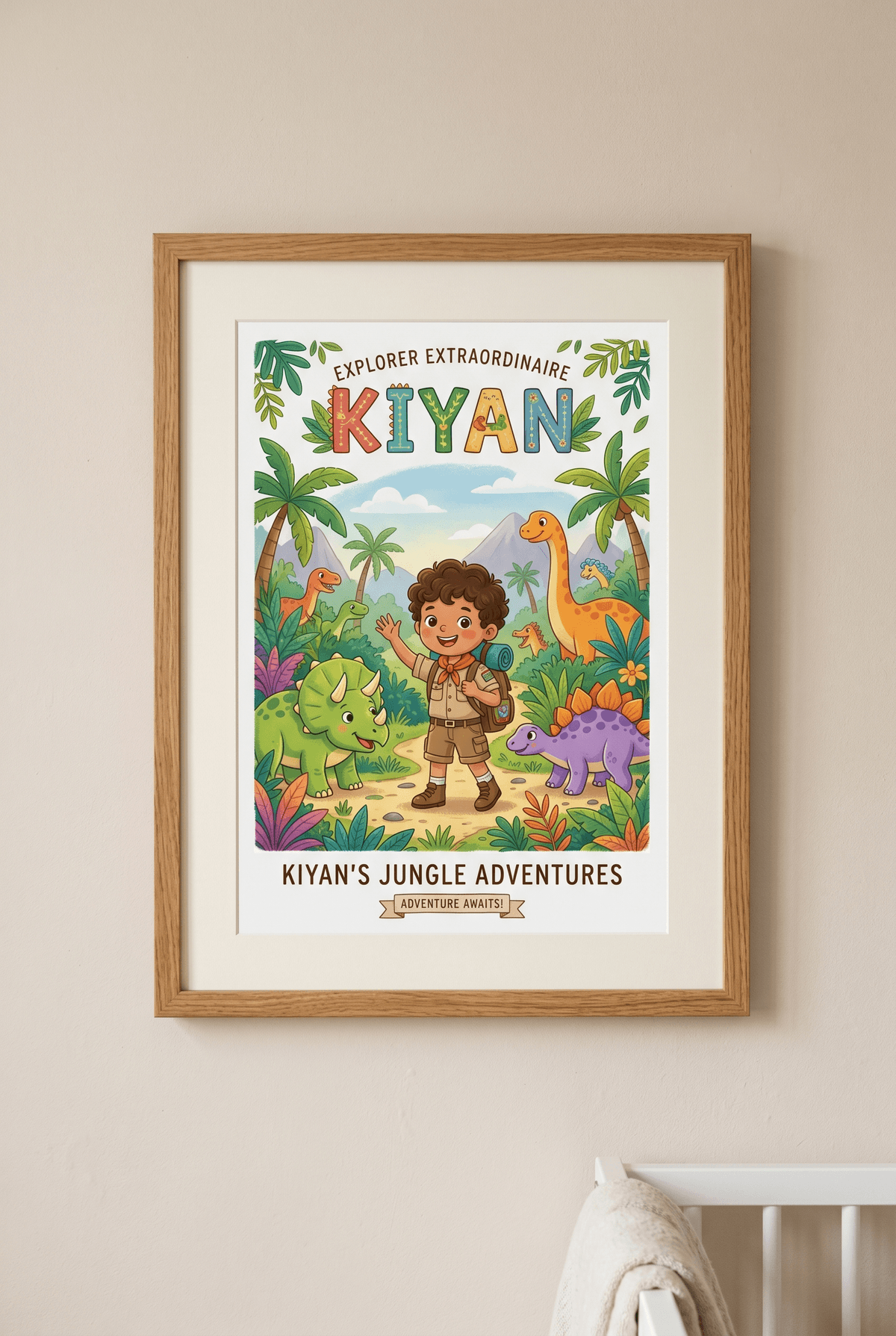 Personalisiertes Kinderposter im Holzrahmen