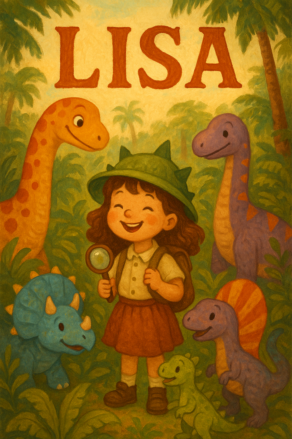 Dino-Abenteuer Poster mit Namen Lisa