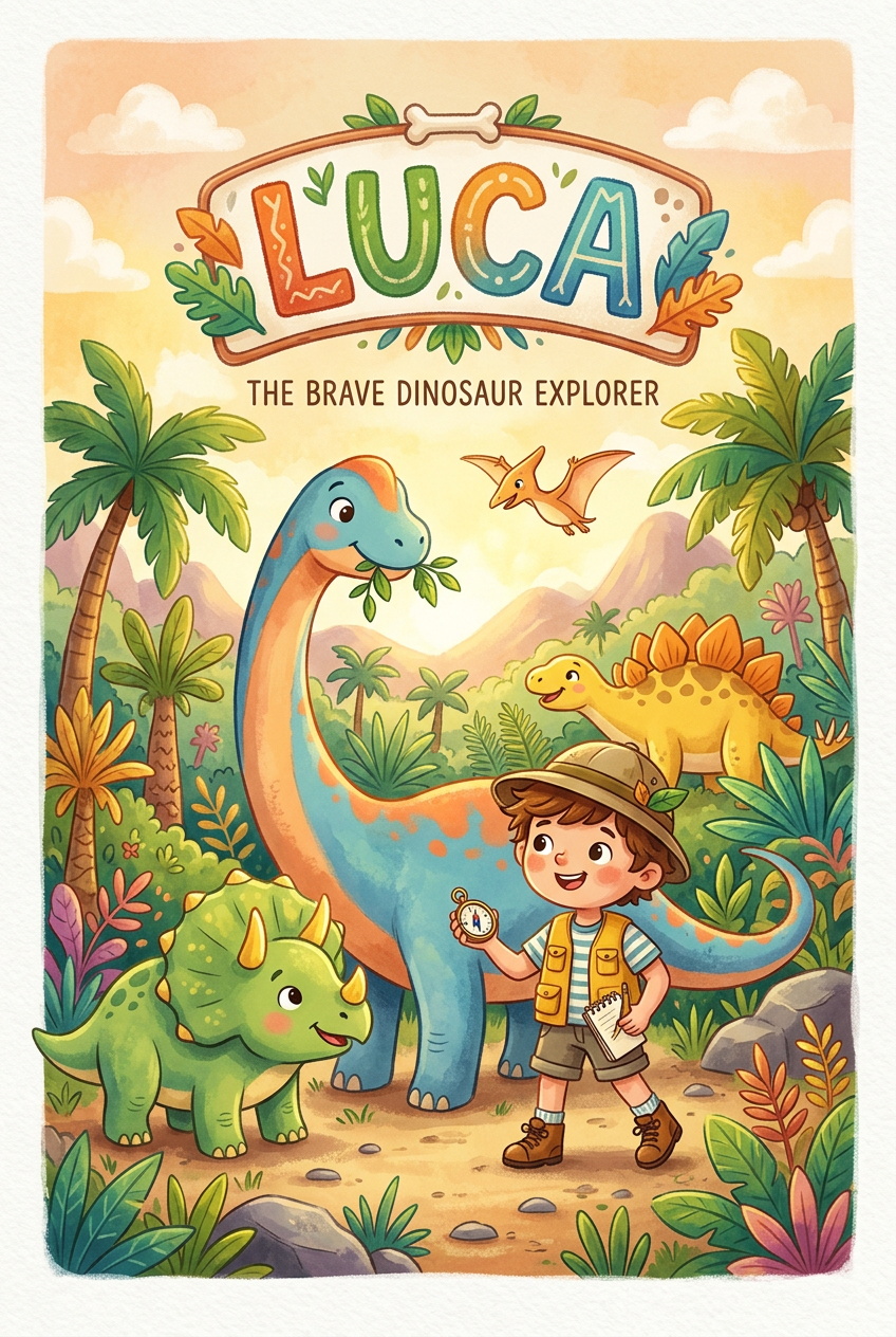 Dino-Abenteuer Poster mit Namen Luca