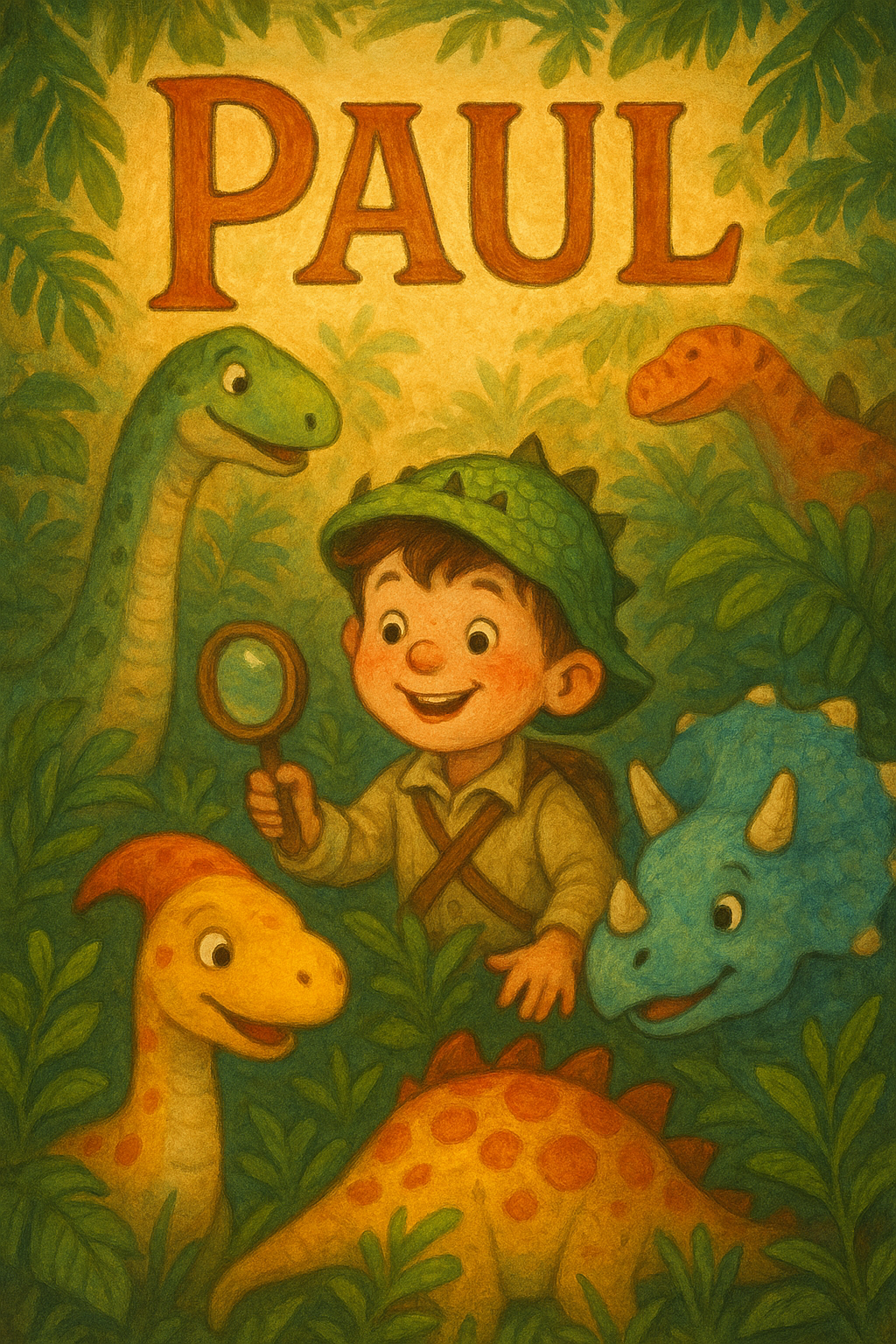 Dino-Abenteuer Poster mit Namen Paul