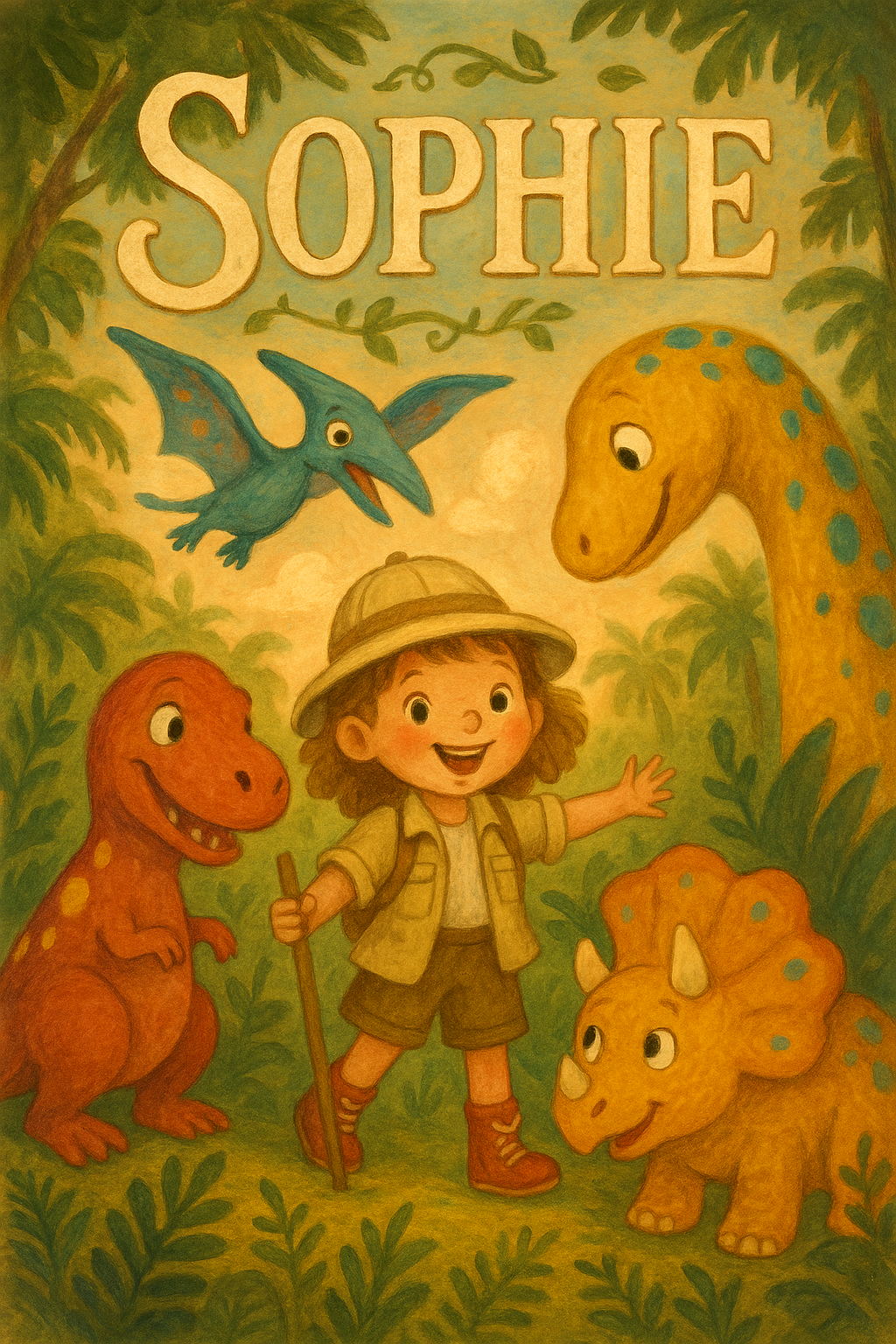 Dino-Abenteuer Poster mit Namen Sophie