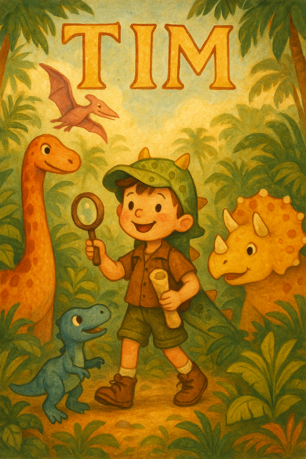 Dino-Abenteuer Poster mit Namen Tim