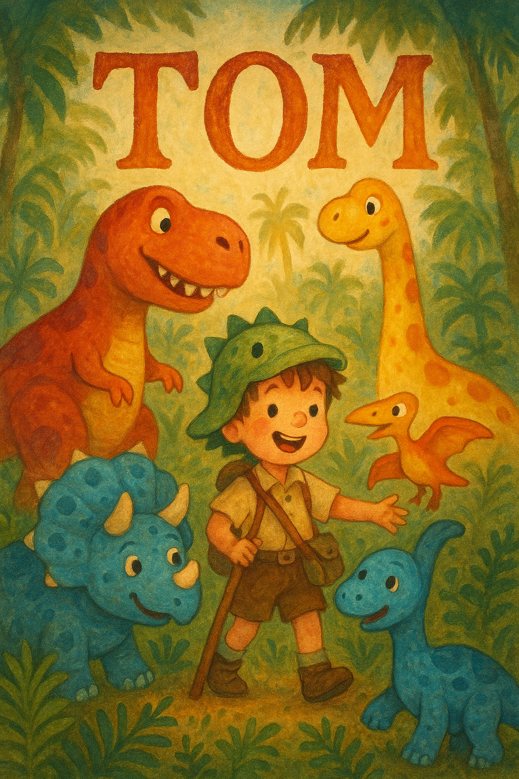Dino-Abenteuer Poster mit Namen Tom