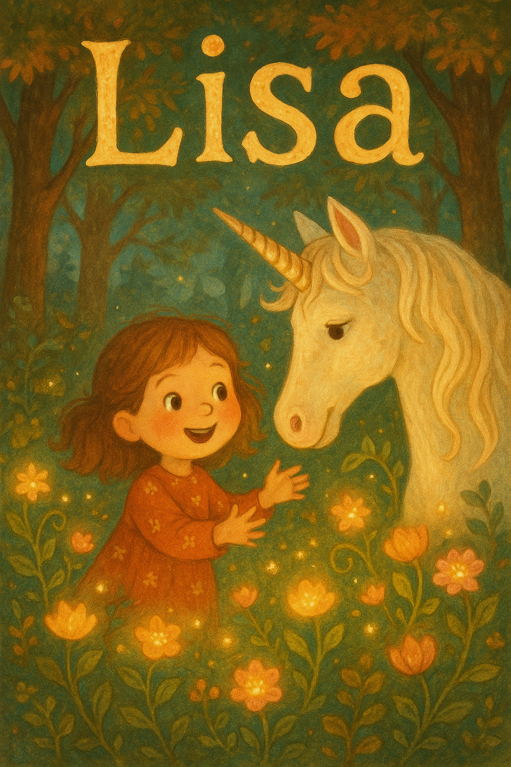Einhorn-Zauberwald Poster mit Namen Lisa