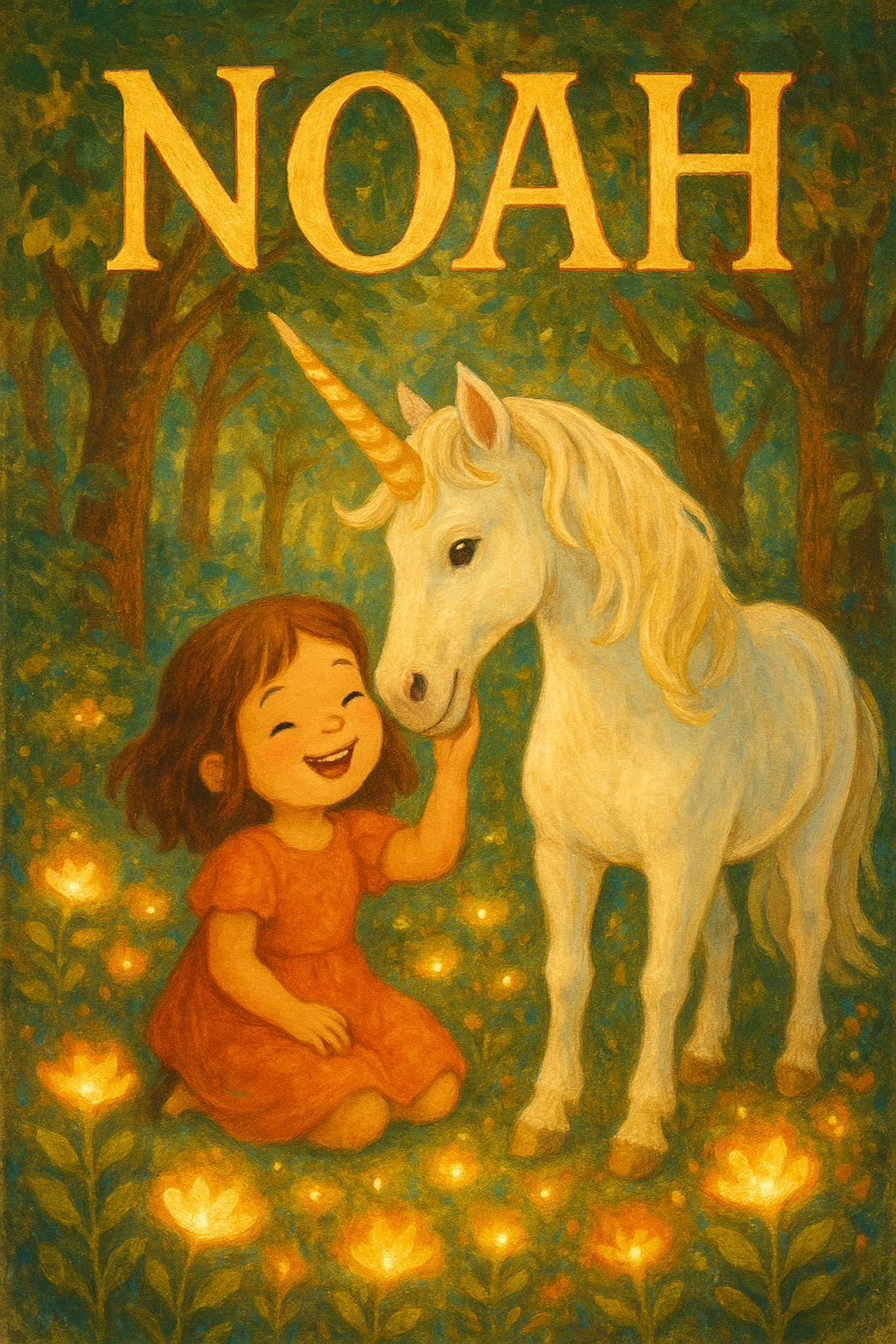 Einhorn-Zauberwald Poster mit Namen Noah