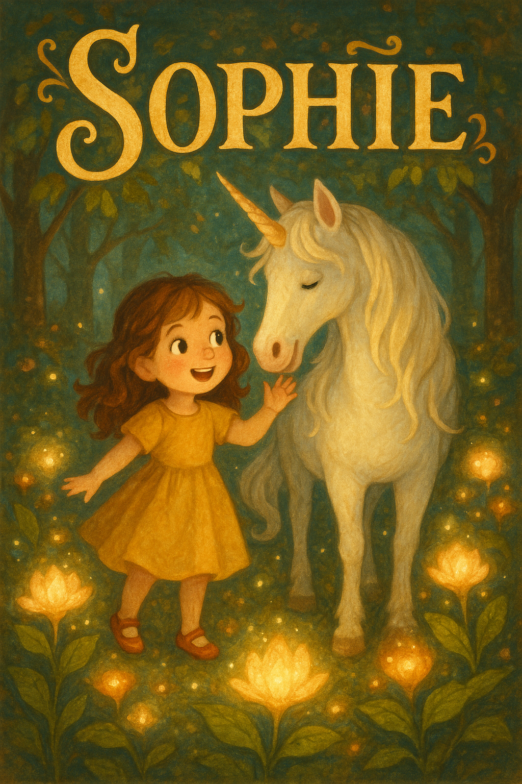 Einhorn-Zauberwald Poster mit Namen Sophie