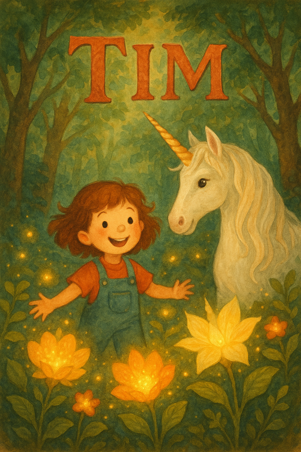 Einhorn-Zauberwald Poster mit Namen Tim