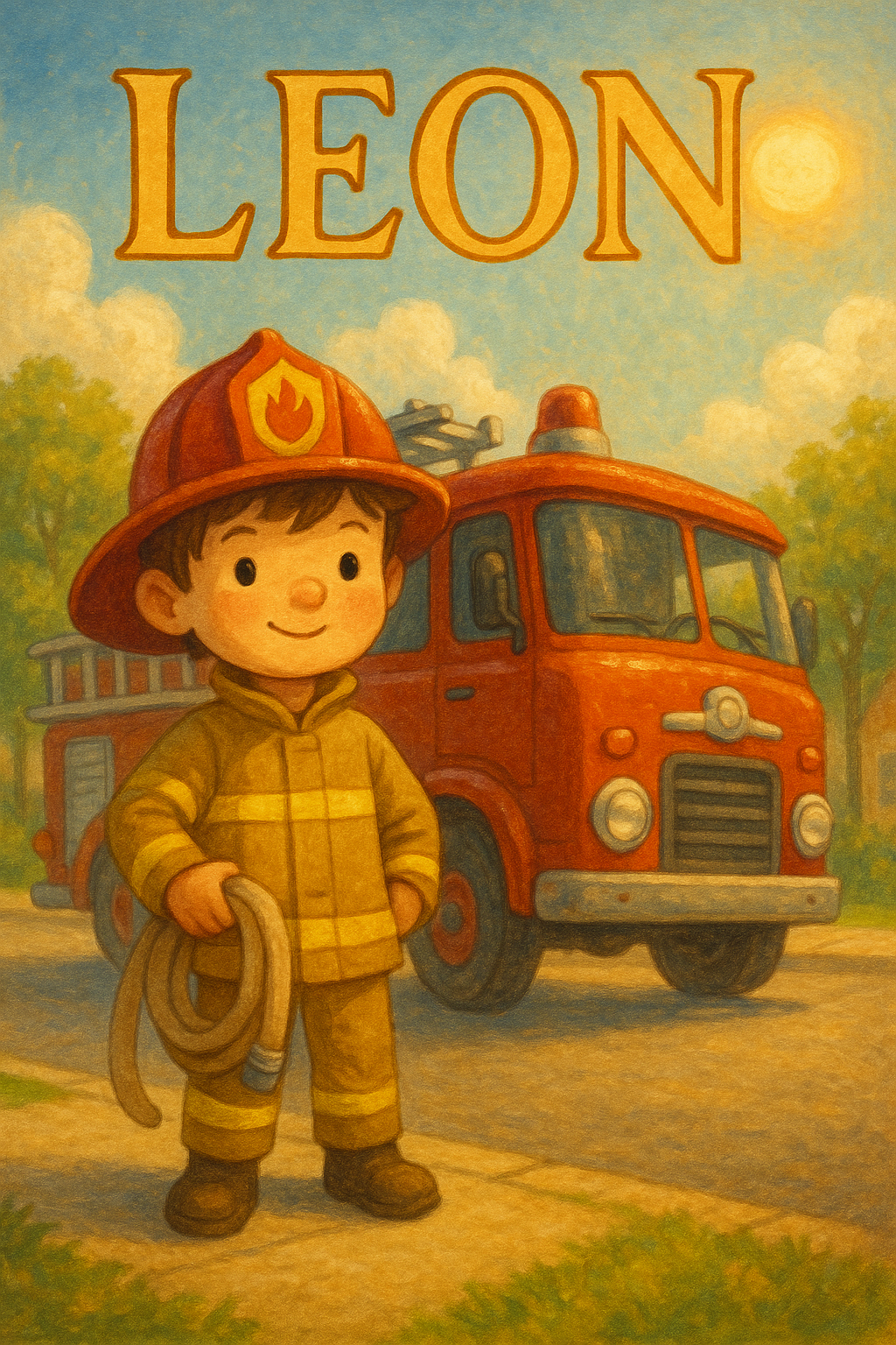 Feuerwehrhelden Poster mit Namen Leon