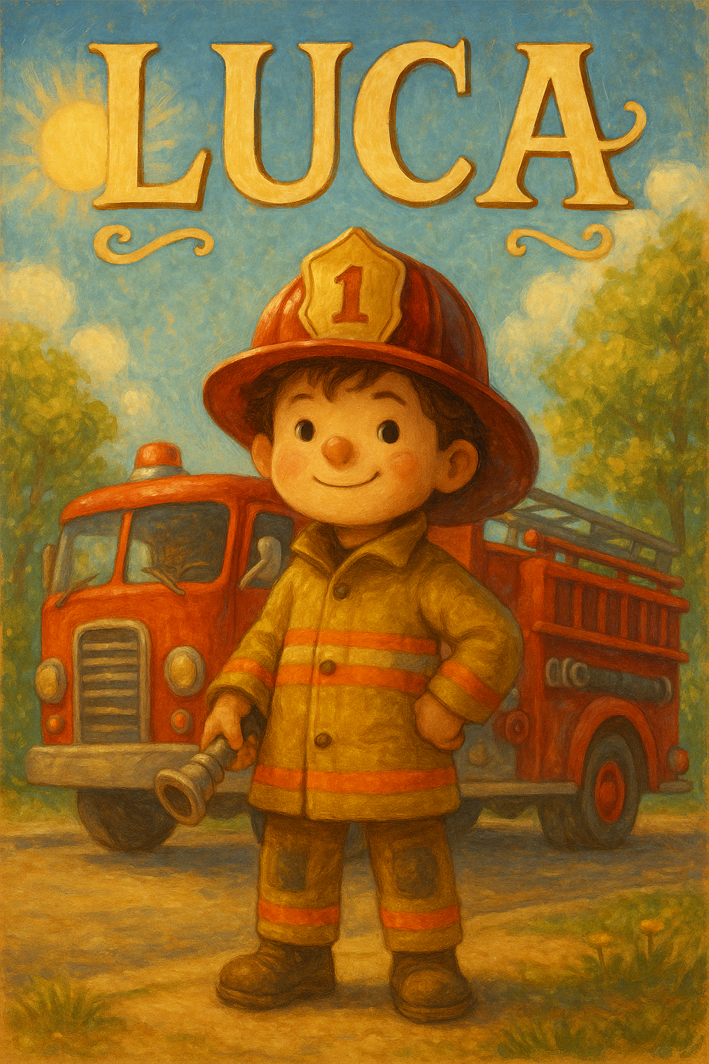 Feuerwehrhelden Poster mit Namen Luca