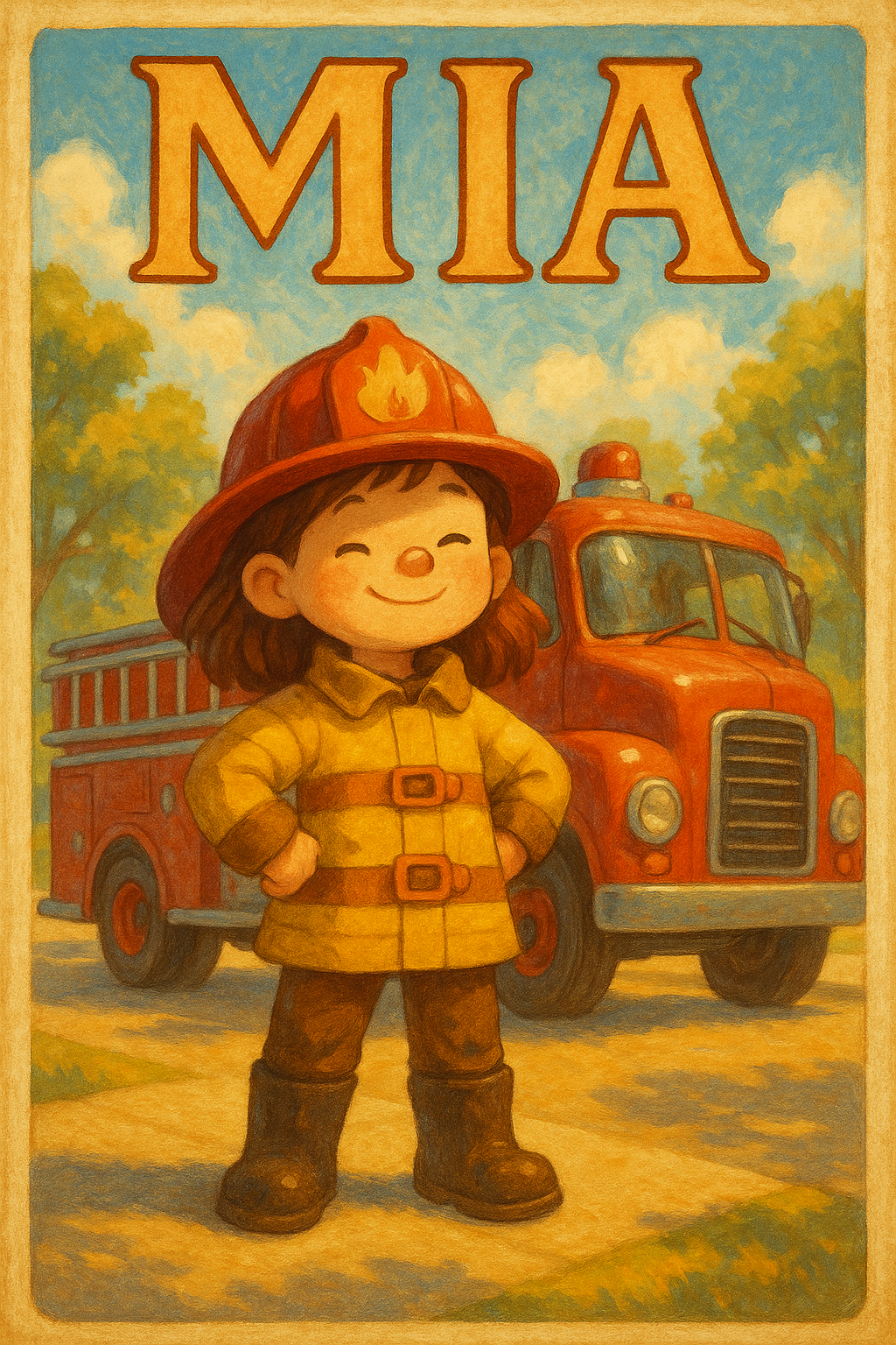 Feuerwehrhelden Poster mit Namen Mia