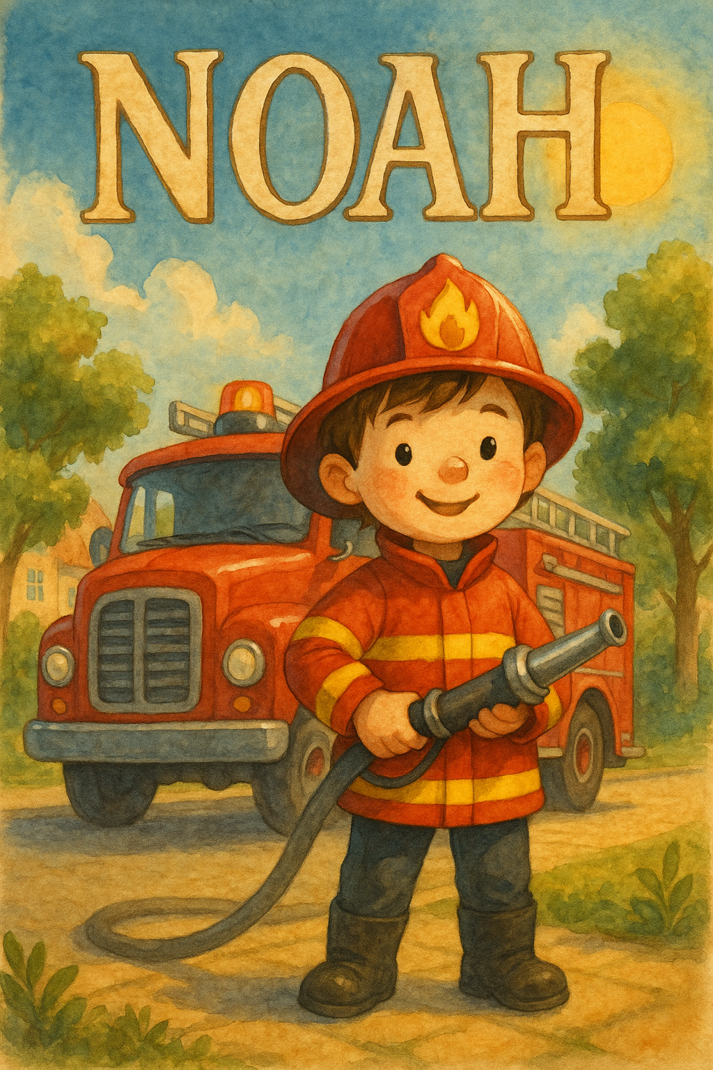 Feuerwehrhelden Poster mit Namen Noah