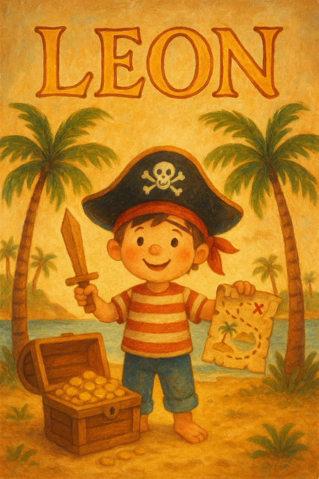 Pirateninsel Poster mit Namen Leon