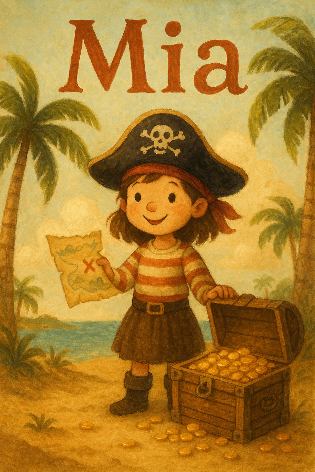 Pirateninsel Poster mit Namen Mia