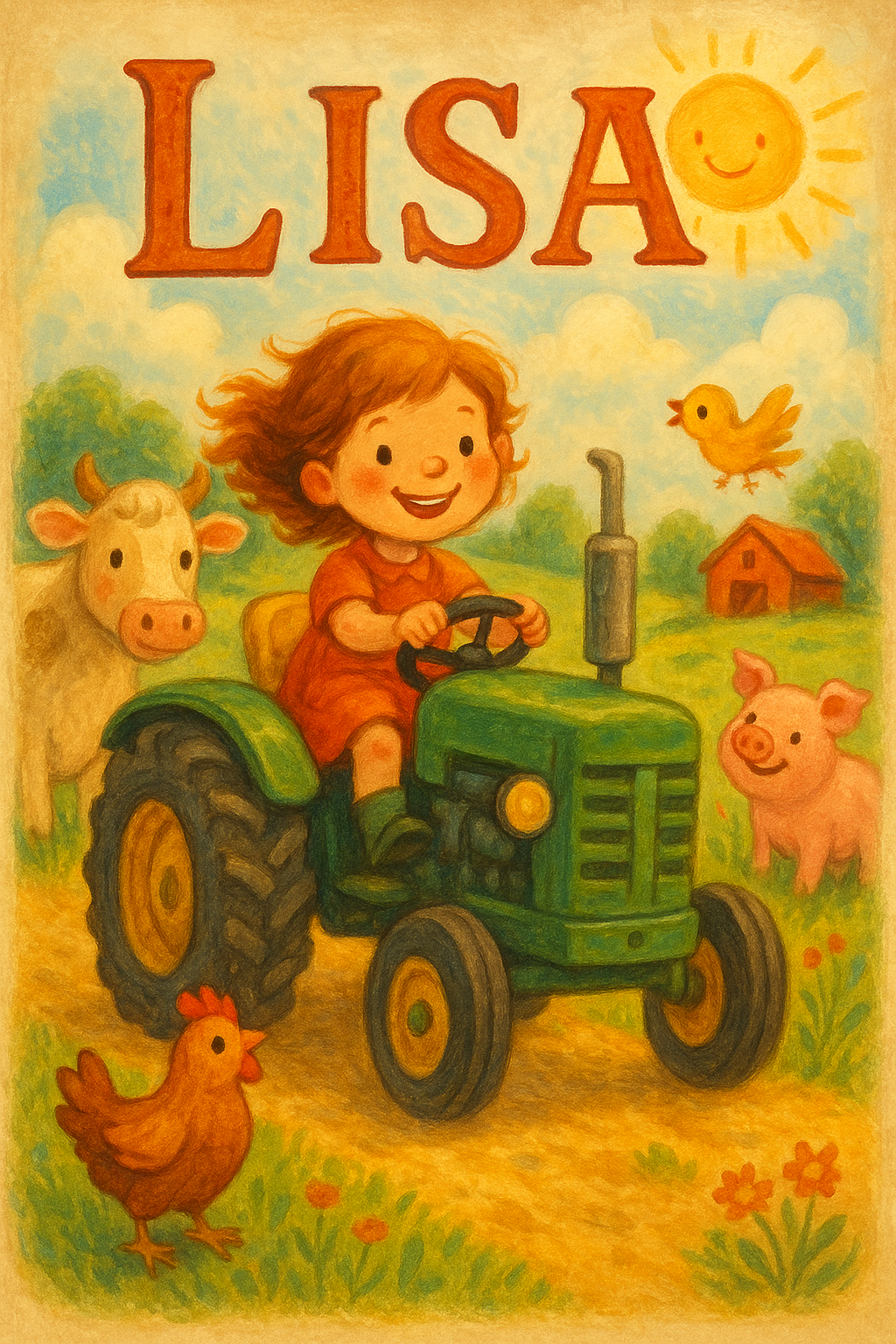 Traktor-Bauernhof Poster mit Namen Lisa