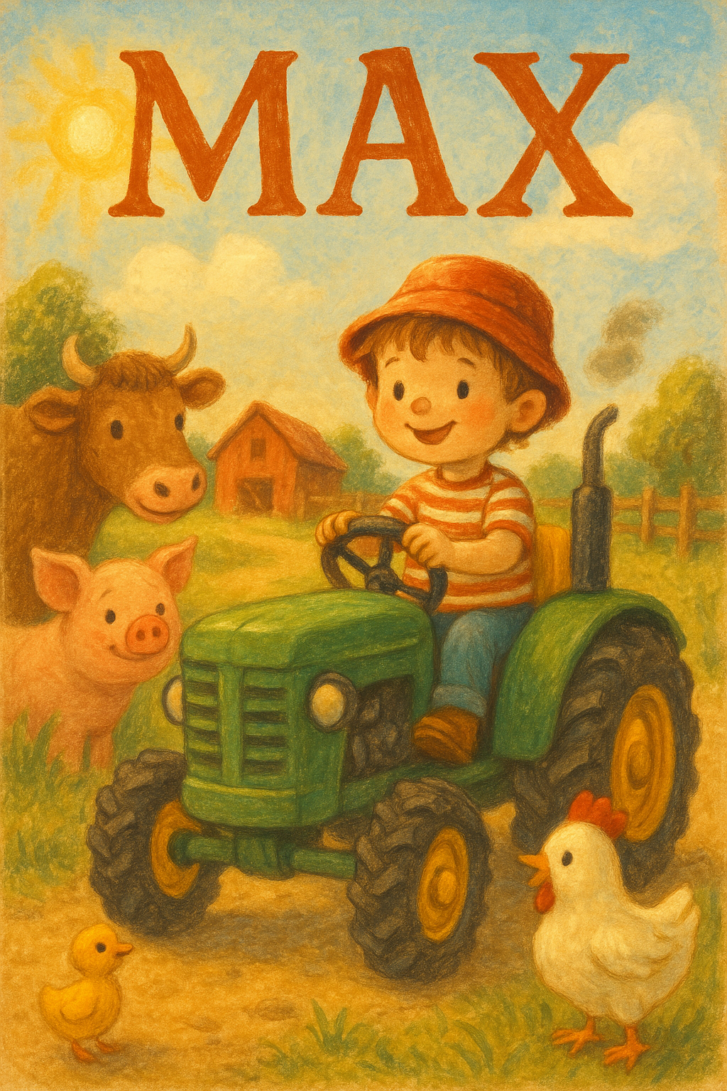 Traktor-Bauernhof Poster mit Namen Max