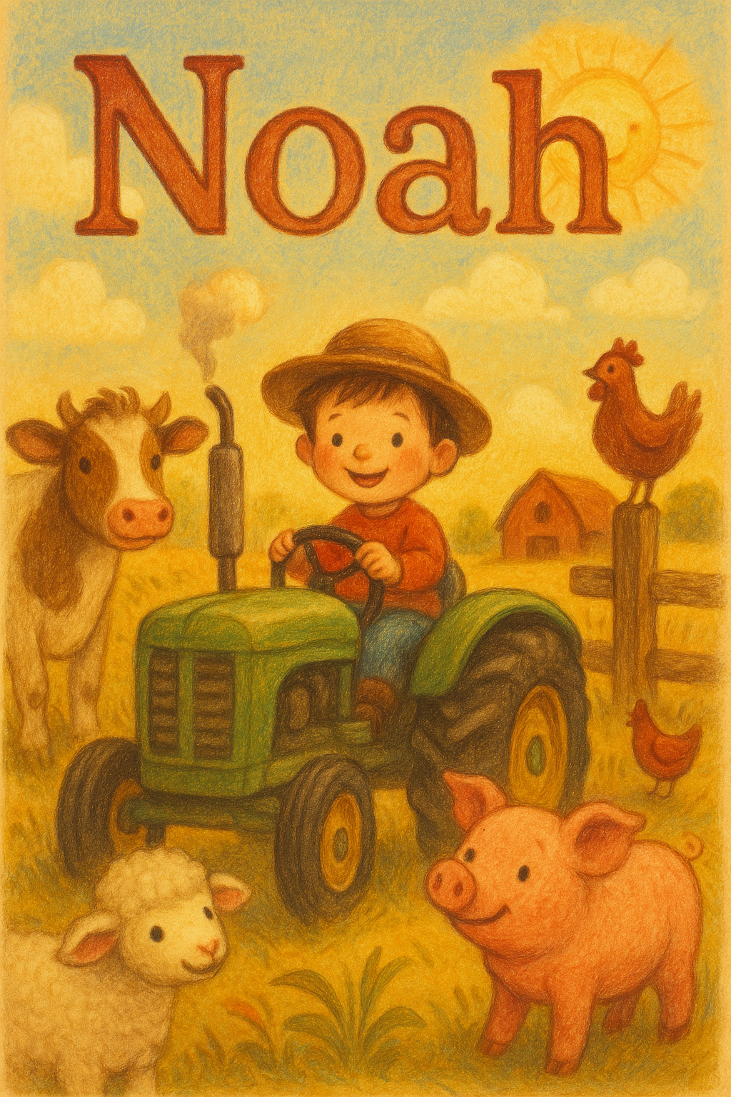 Traktor-Bauernhof Poster mit Namen Noah