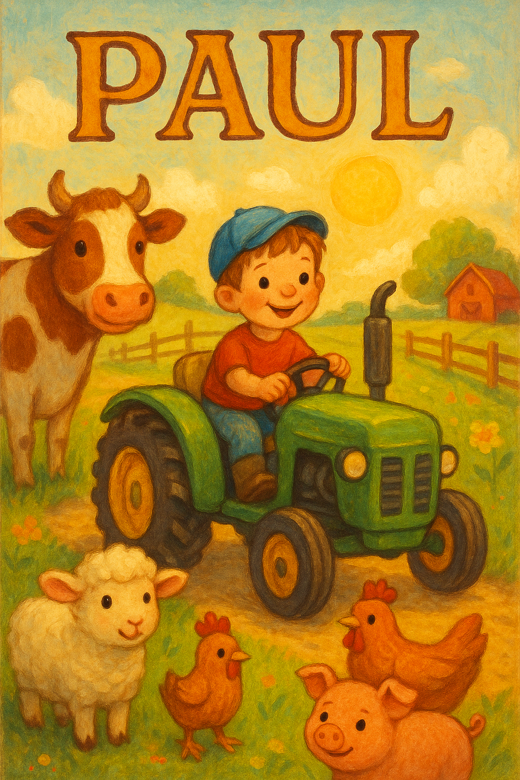 Traktor-Bauernhof Poster mit Namen Paul
