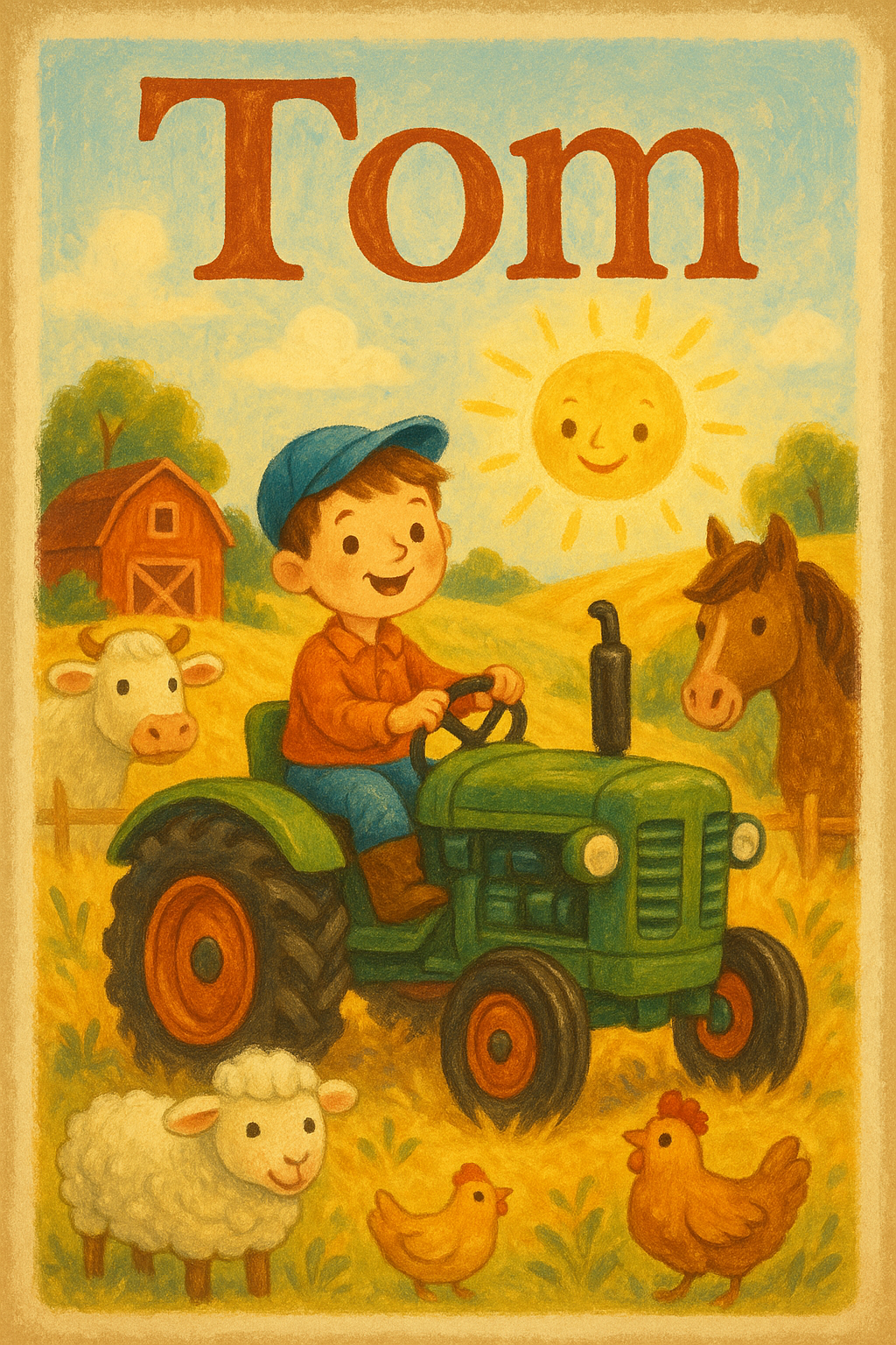 Traktor-Bauernhof Poster mit Namen Tom