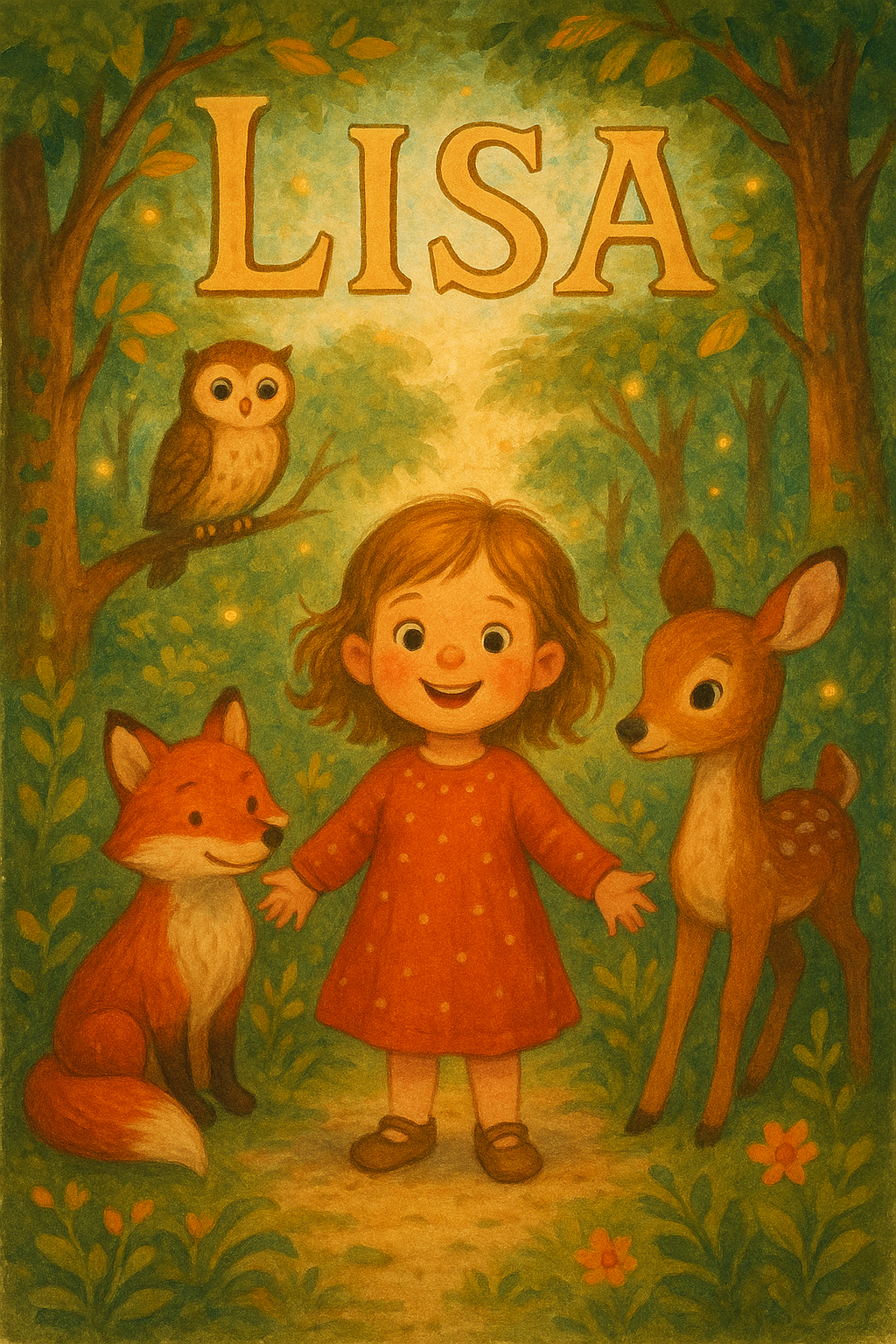 Waldtiere-Abenteuer Poster mit Namen Lisa
