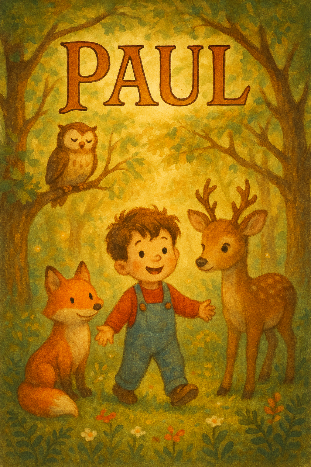 Waldtiere-Abenteuer Poster mit Namen Paul