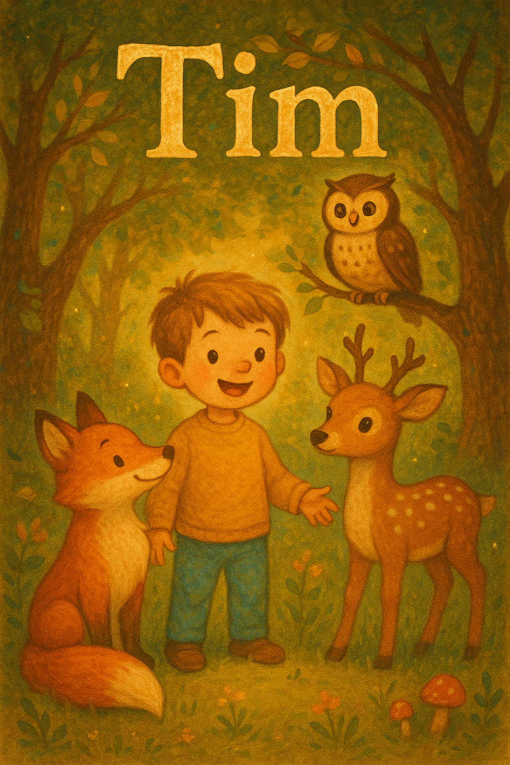 Waldtiere-Abenteuer Poster mit Namen Tim