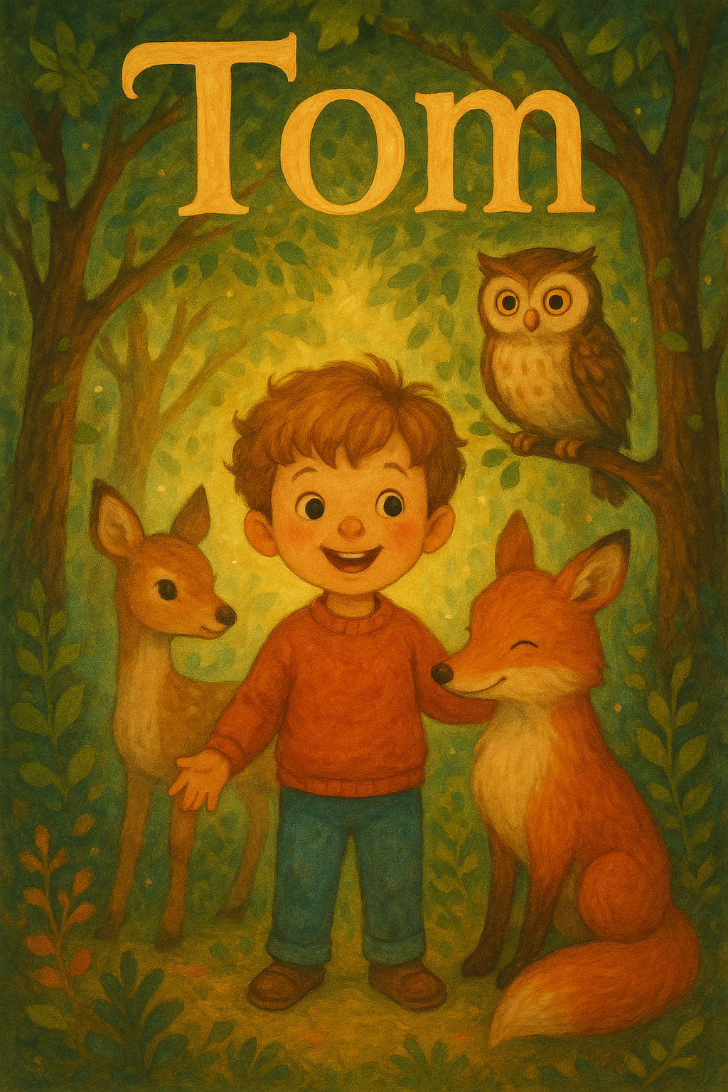 Waldtiere-Abenteuer Poster mit Namen Tom
