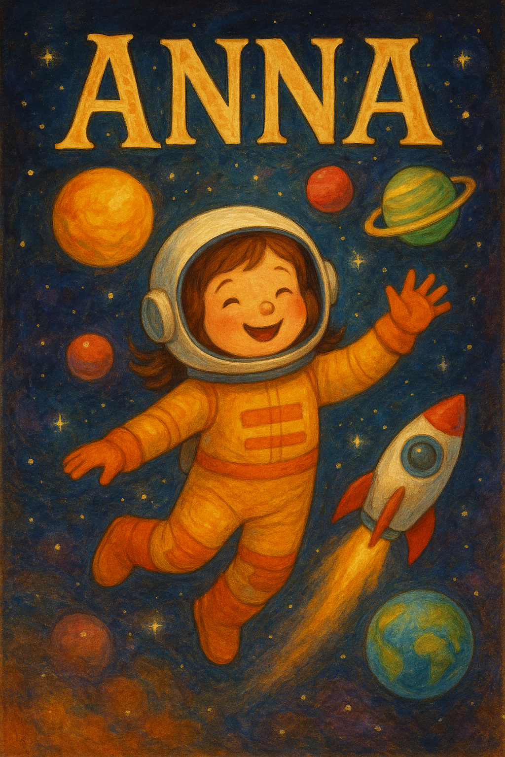 Weltraumreise Poster mit Namen Anna