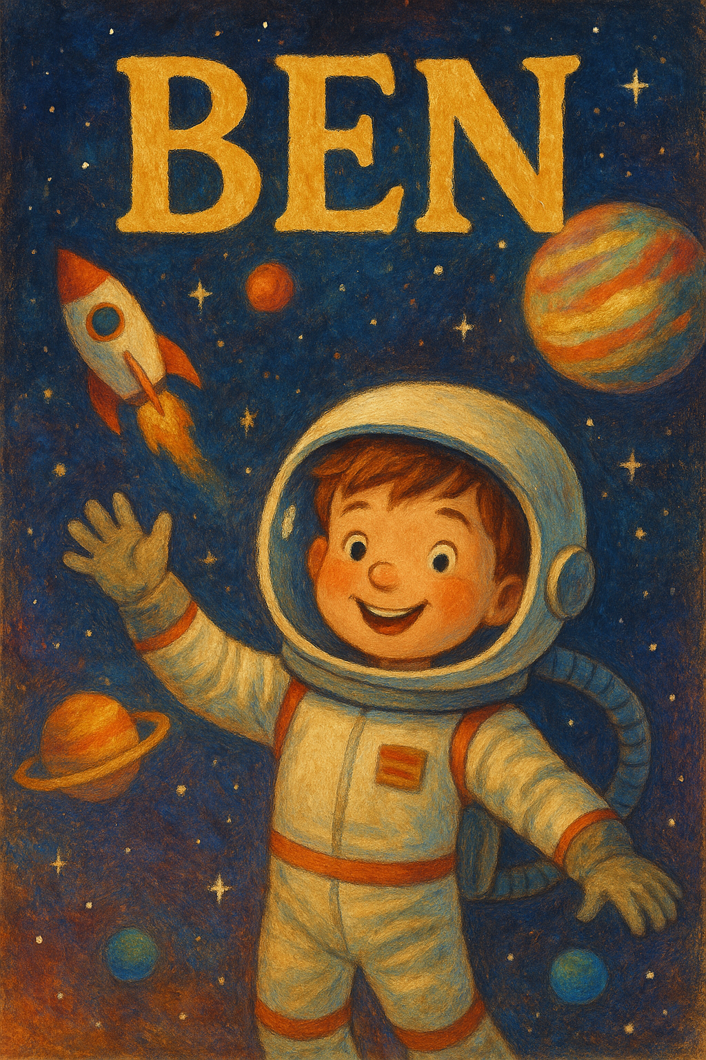 Weltraumreise Poster mit Namen Ben