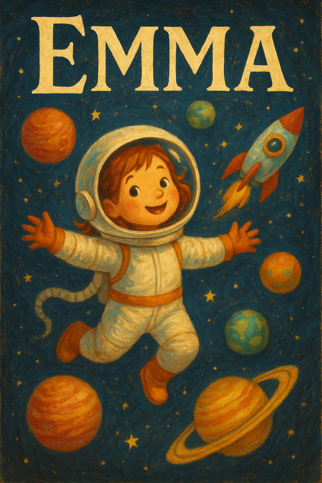 Weltraumreise Poster mit Namen Emma