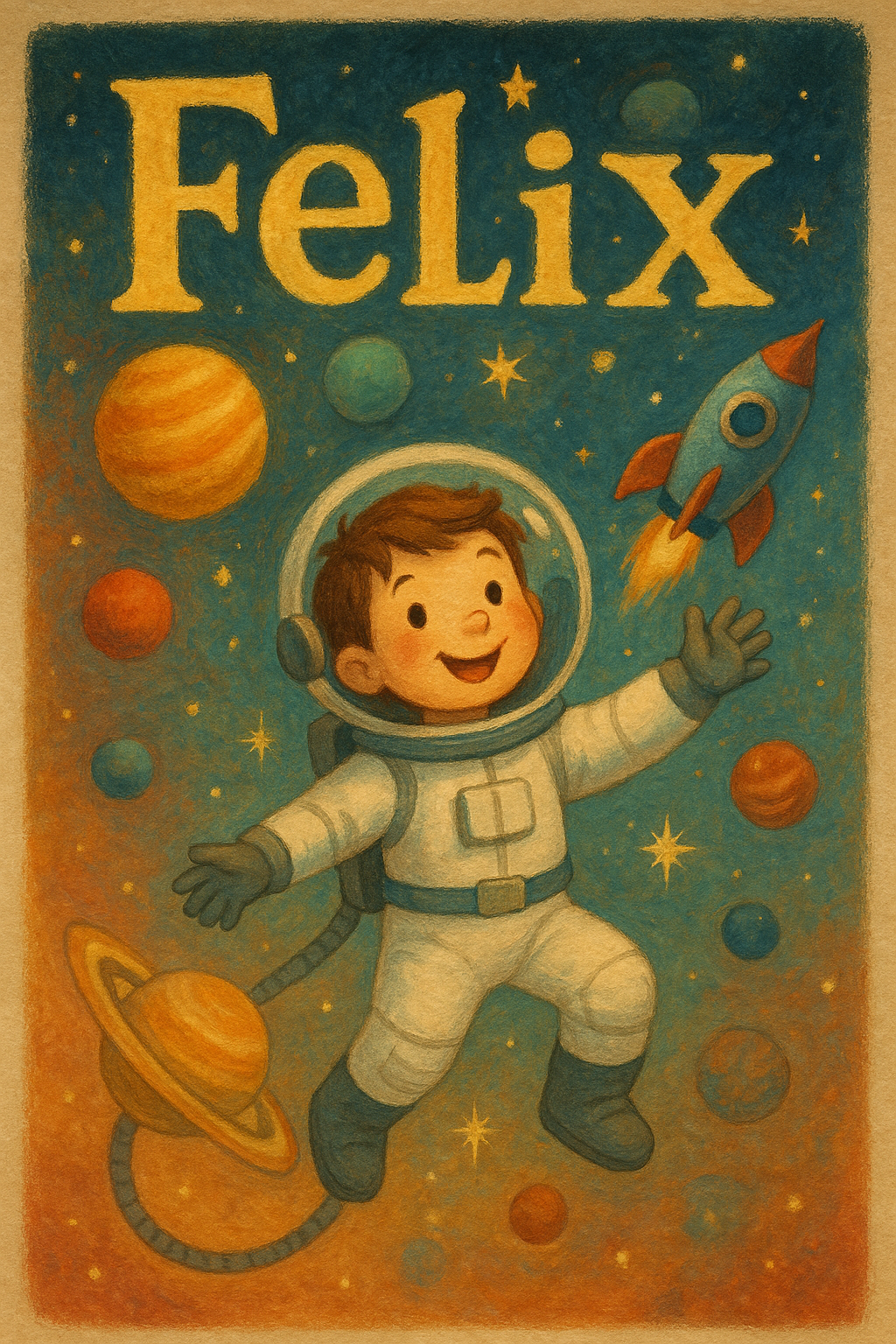 Weltraumreise Poster mit Namen Felix