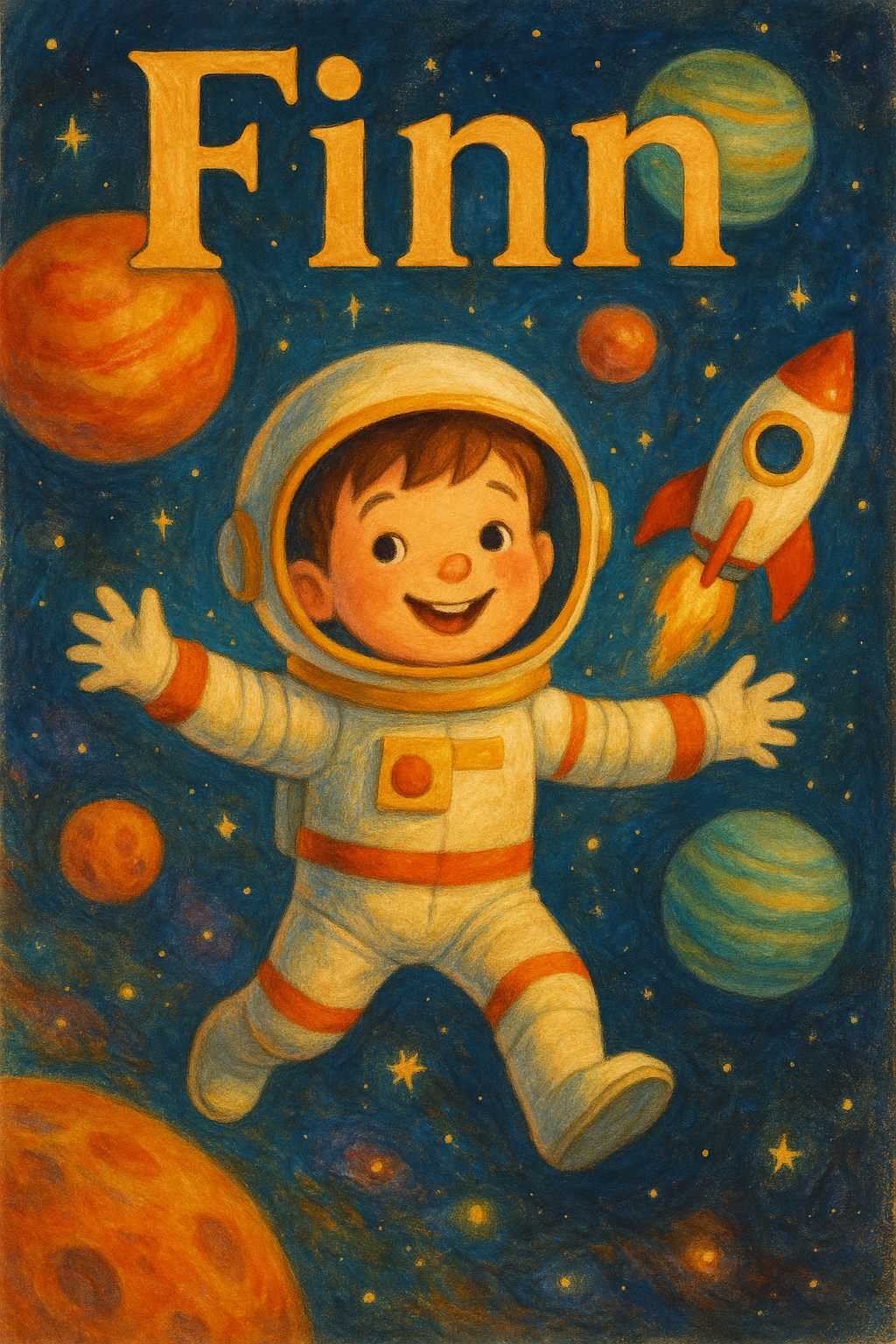 Weltraumreise Poster mit Namen Finn