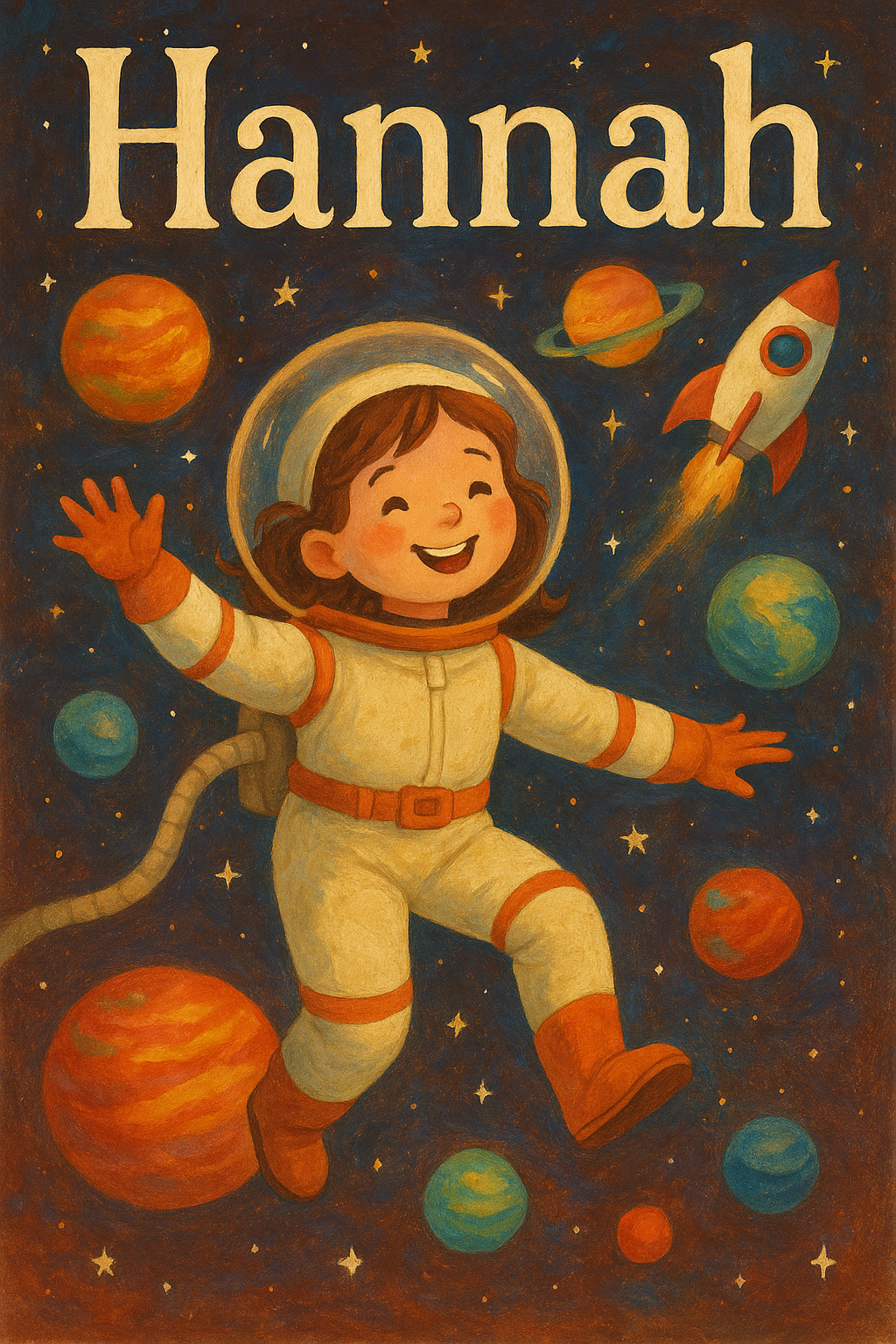 Weltraumreise Poster mit Namen Hannah