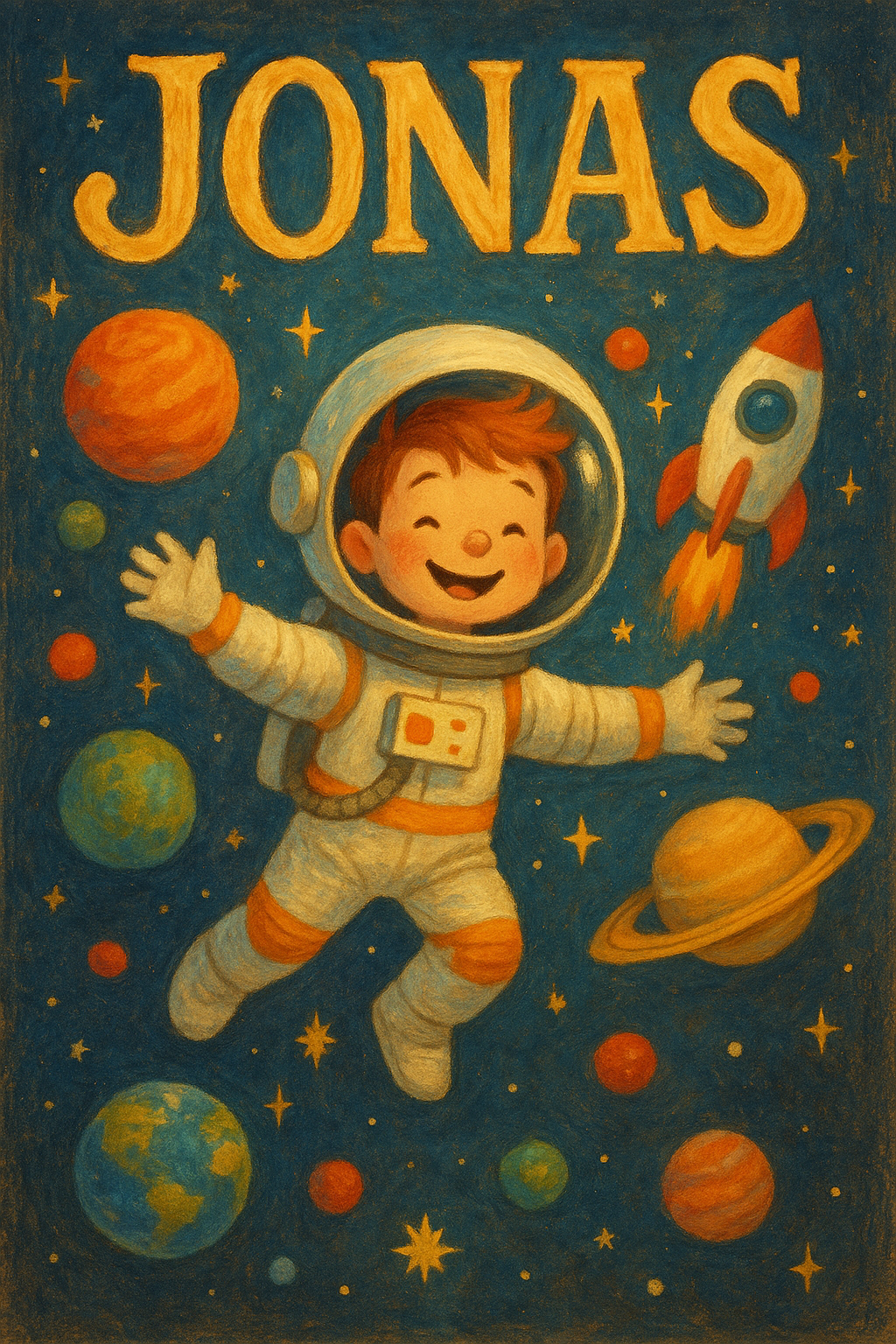 Weltraumreise Poster mit Namen Jonas