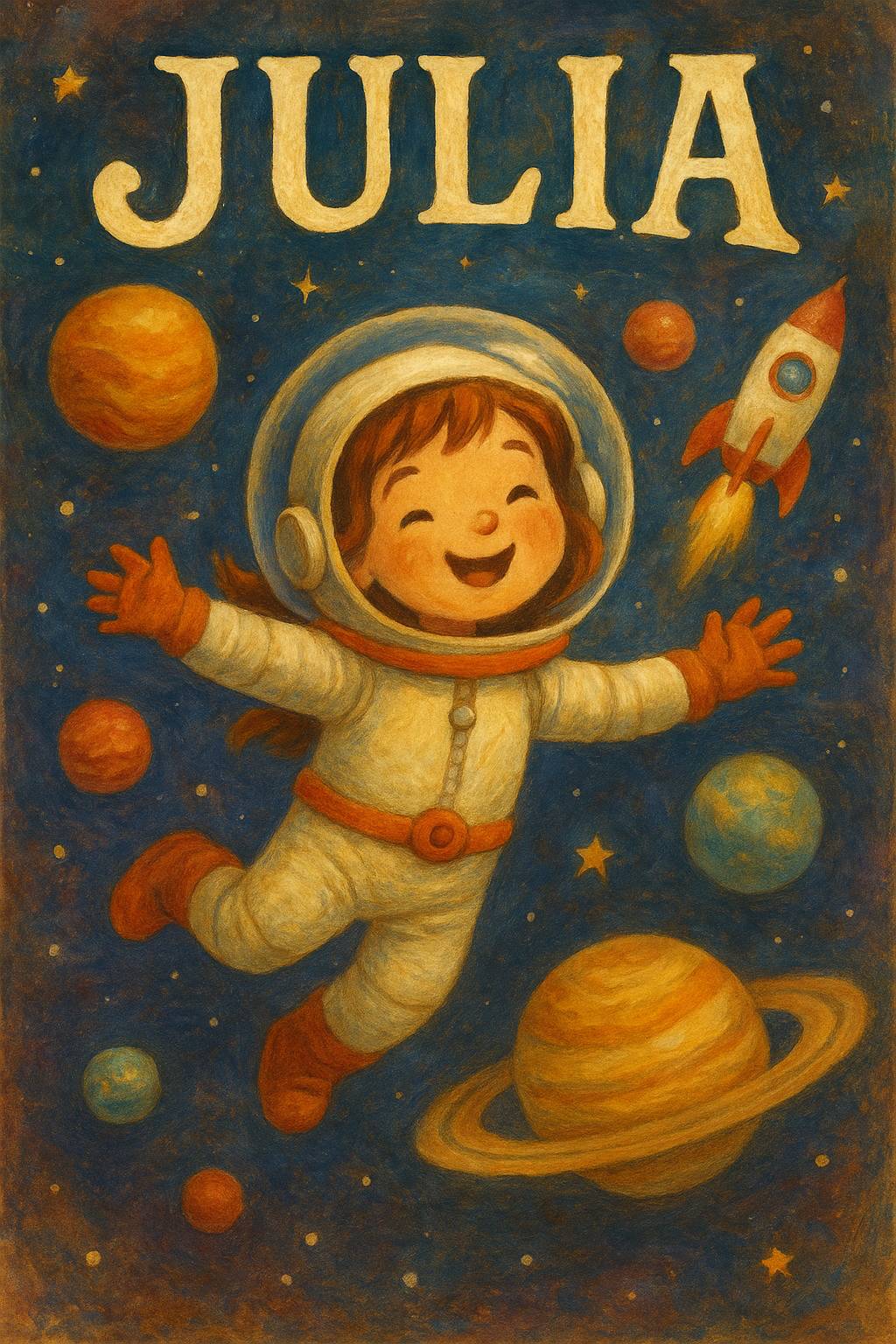 Weltraumreise Poster mit Namen Julia