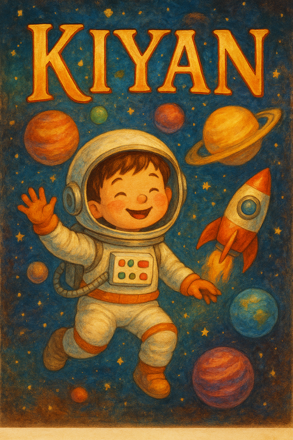 Weltraumreise Poster mit Namen Kiyan
