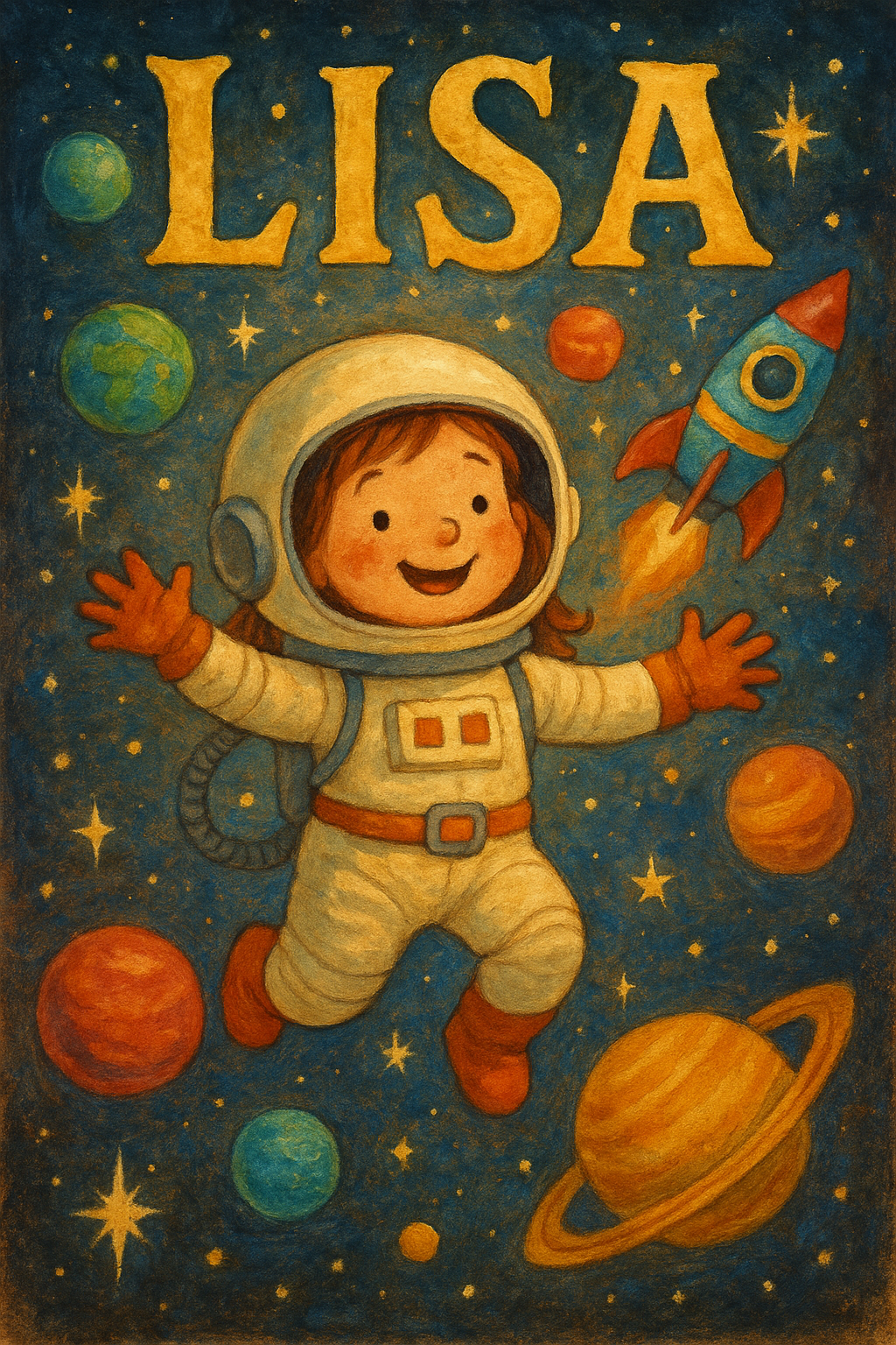 Weltraumreise Poster mit Namen Lisa