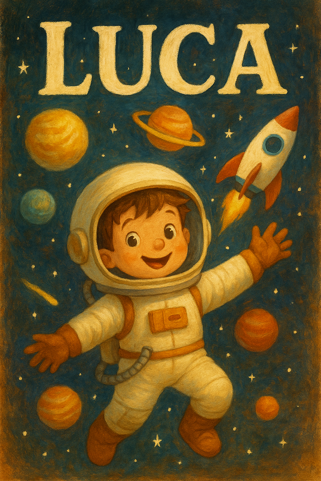 Weltraumreise Poster mit Namen Luca