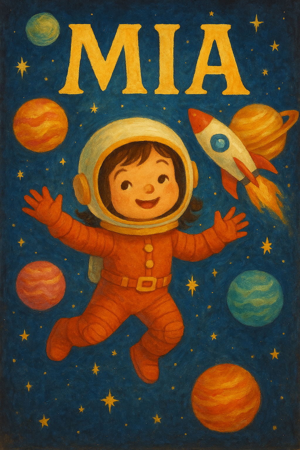 Weltraumreise Poster mit Namen Mia