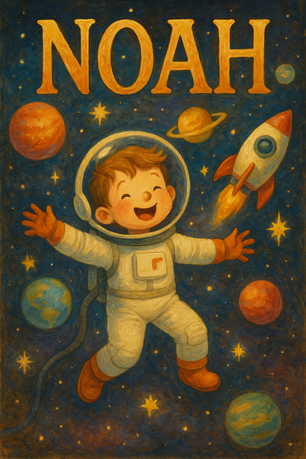 Weltraumreise Poster mit Namen Noah