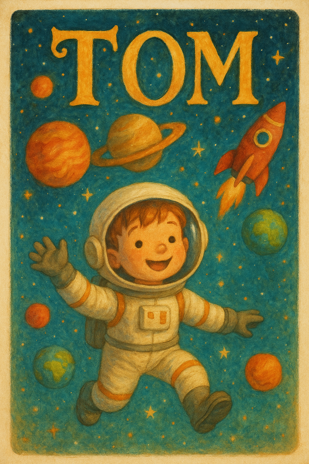 Weltraumreise Poster mit Namen Tom